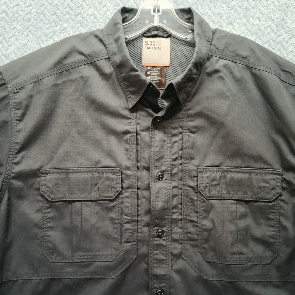 5.11 Tactical Men XL Black Taclite Pro Short Sleeve Ventilated Button Down Shirt